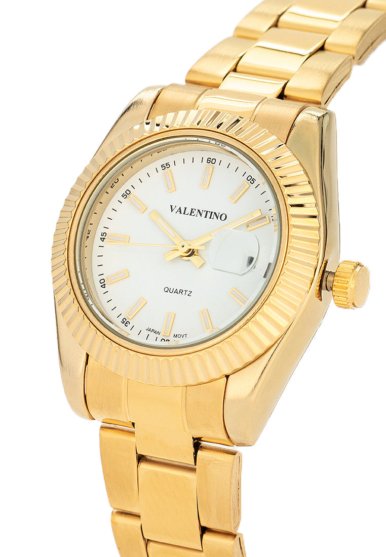 Valentino 20122467-GOLD - WHITE DIAL Stainless Steel Strap Analog Watch for Women-Watch Portal Philippines