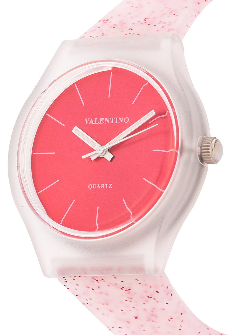 Valentino Rubber Strap Analog Watch for Women 20122094-PINK GLITTER LINE-Watch Portal Philippines