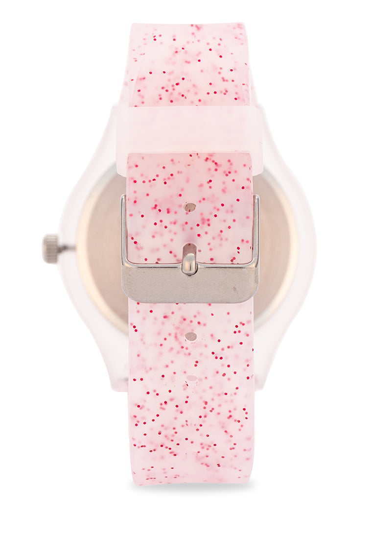 Valentino Rubber Strap Analog Watch for Women 20122094-PINK GLITTER LINE-Watch Portal Philippines