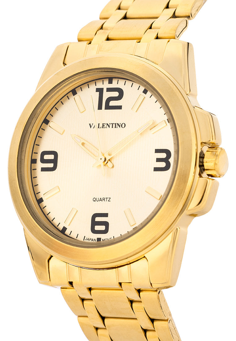 Valentino Stainless Steel Strap Analog Watch for Men 20121952-GOLD - GOLD DIAL-Watch Portal Philippines