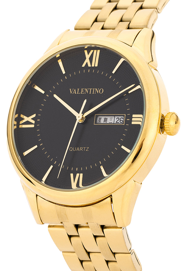 Valentino Stainless Steel Strap Analog Watch for Men 20122478-BLACK DIAL-Watch Portal Philippines