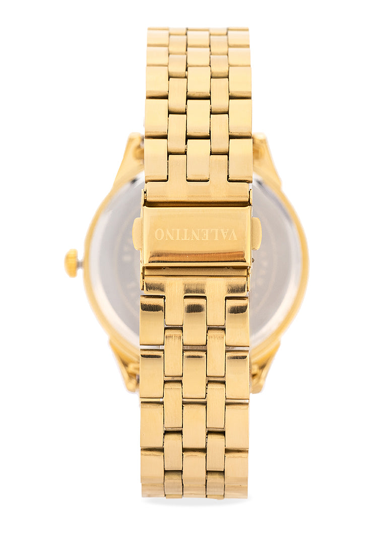 Valentino Stainless Steel Strap Analog Watch for Men 20122478-GOLD DIAL-Watch Portal Philippines