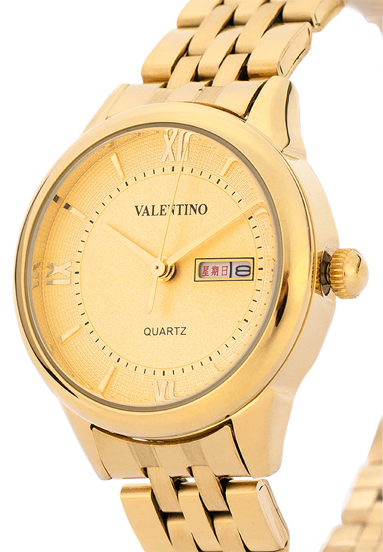 Valentino Stainless Steel Strap Analog Watch for Women 20122479-GOLD DIAL-Watch Portal Philippines